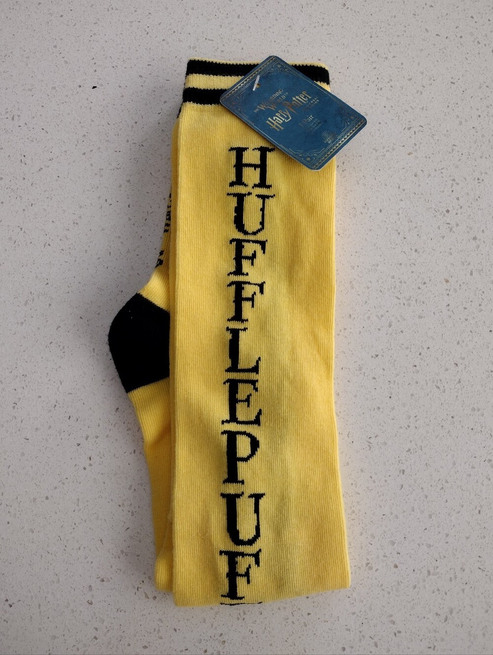 NWT Harry Potter Hufflepuff Unisex Knee Socks Women's shoe sz 5-10 Men's 4.5-7.5